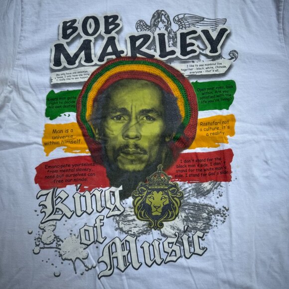 Bob Marley King of Music Graphic Tee Mens XL Rasta Statement Shirt - Picture 2 of 15